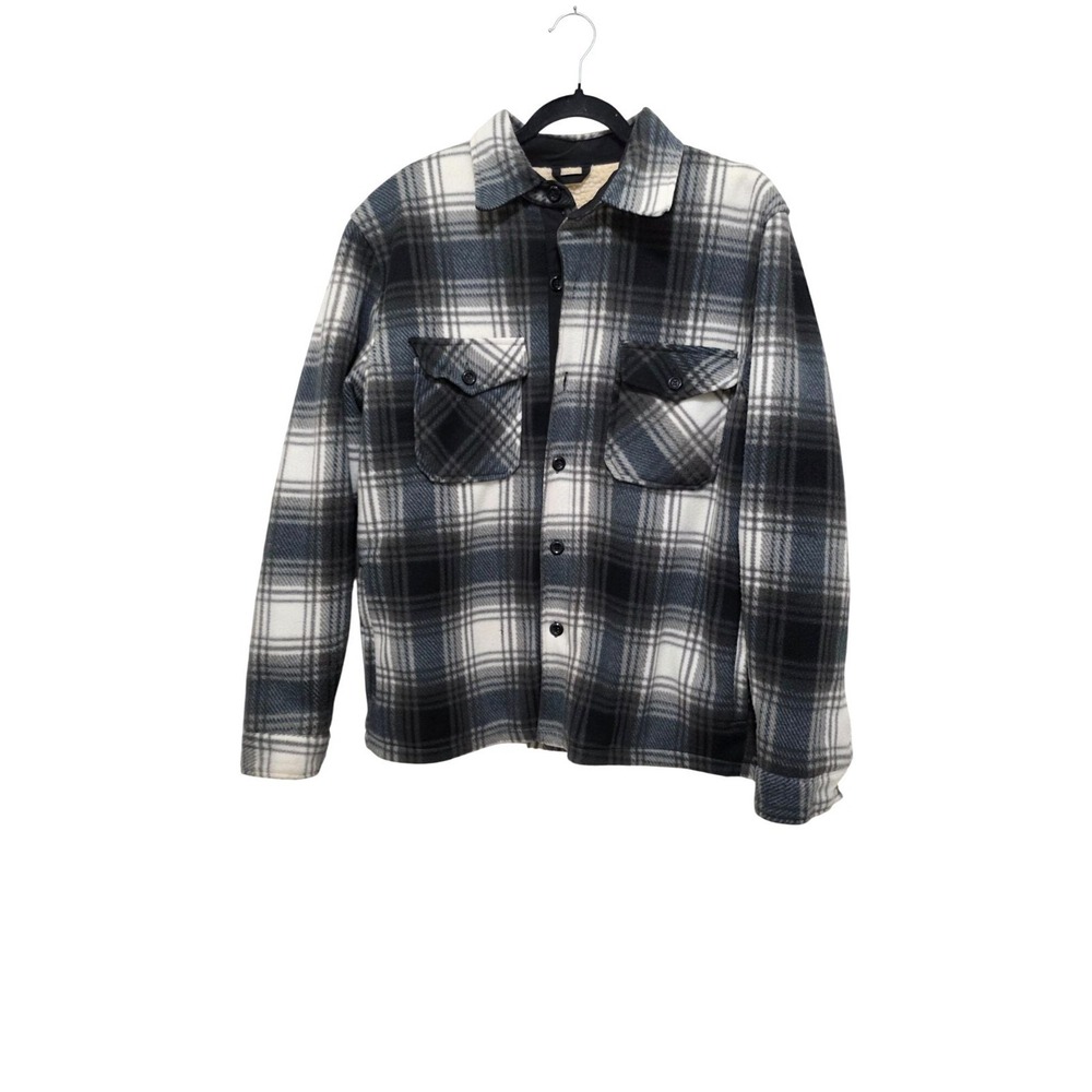 Oscar Sport Men's Flannel Sherpa-Lined Plaid Shirt Jacket Button Closure Size M‎